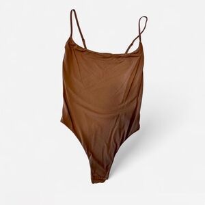 SKIMS Brown Thong Bodysuit
